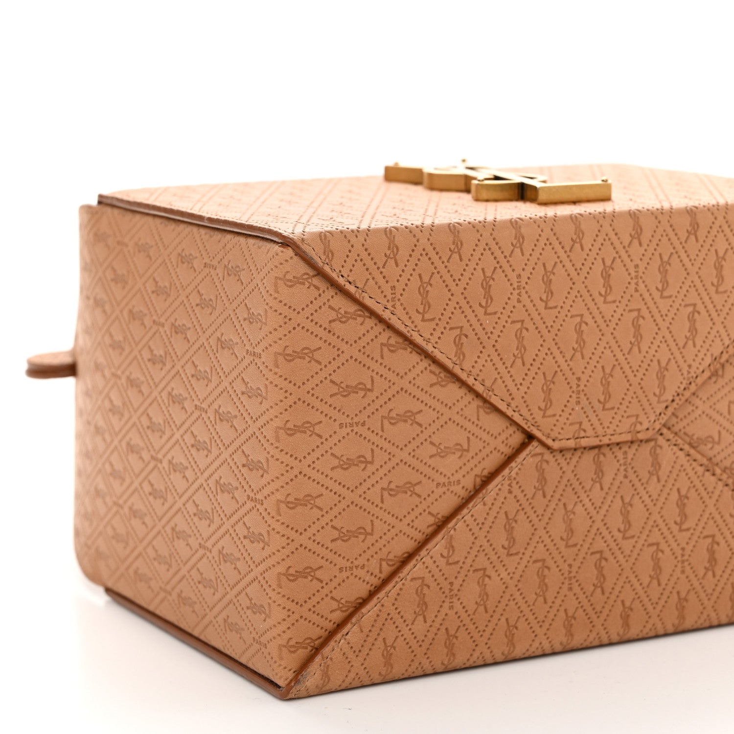 Saint Laurent Calfskin Monogram Take Away Box Dusty Vintage Brown Gold 10 of 12