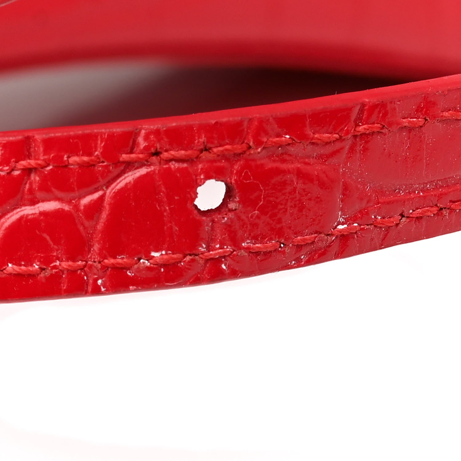 Balenciaga Shiny Calfskin Tonal B Crocodile Embossed Hourglass Top Handle Bag XS Bright Red 11 of 13