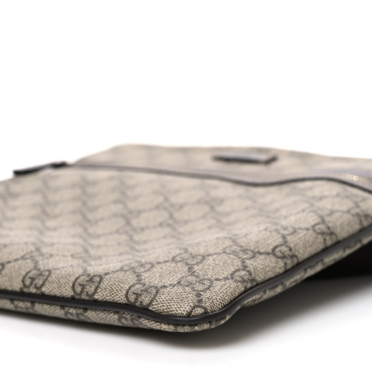 GG Supreme Monogram Selleria Calfskin Small Flat Side Zip Messenger Bag Beige Ebony Cocoa Dark Chocolate