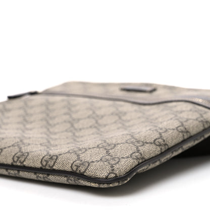 Gucci GG Supreme Monogram Selleria Calfskin Small Flat Side Zip Messenger Bag Beige Ebony Cocoa Dark Chocolate 10 of 10