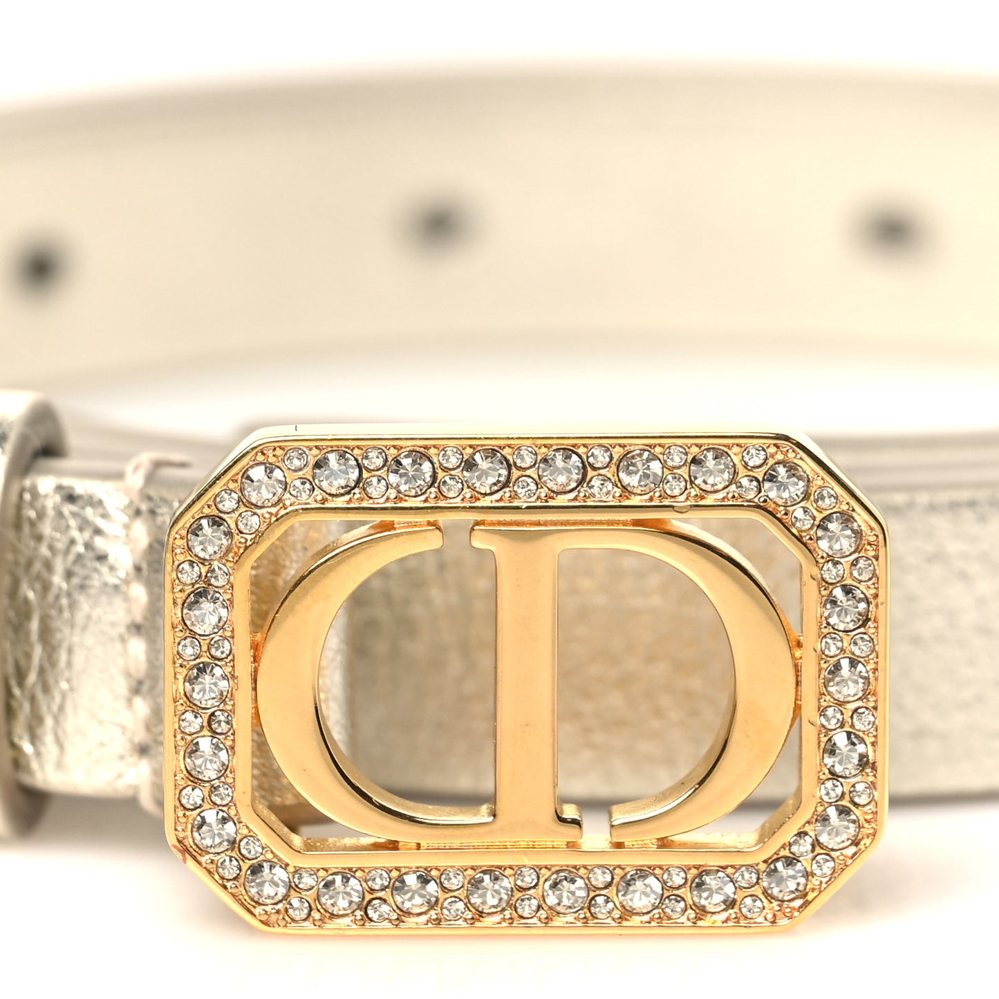 Metallic Calfskin Crystal 30 Montaigne Belt 85 34 Or Clair
