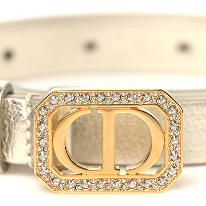 Christian Dior Metallic Calfskin Crystal 30 Montaigne Belt 85 34 Or Clair 2 of 5