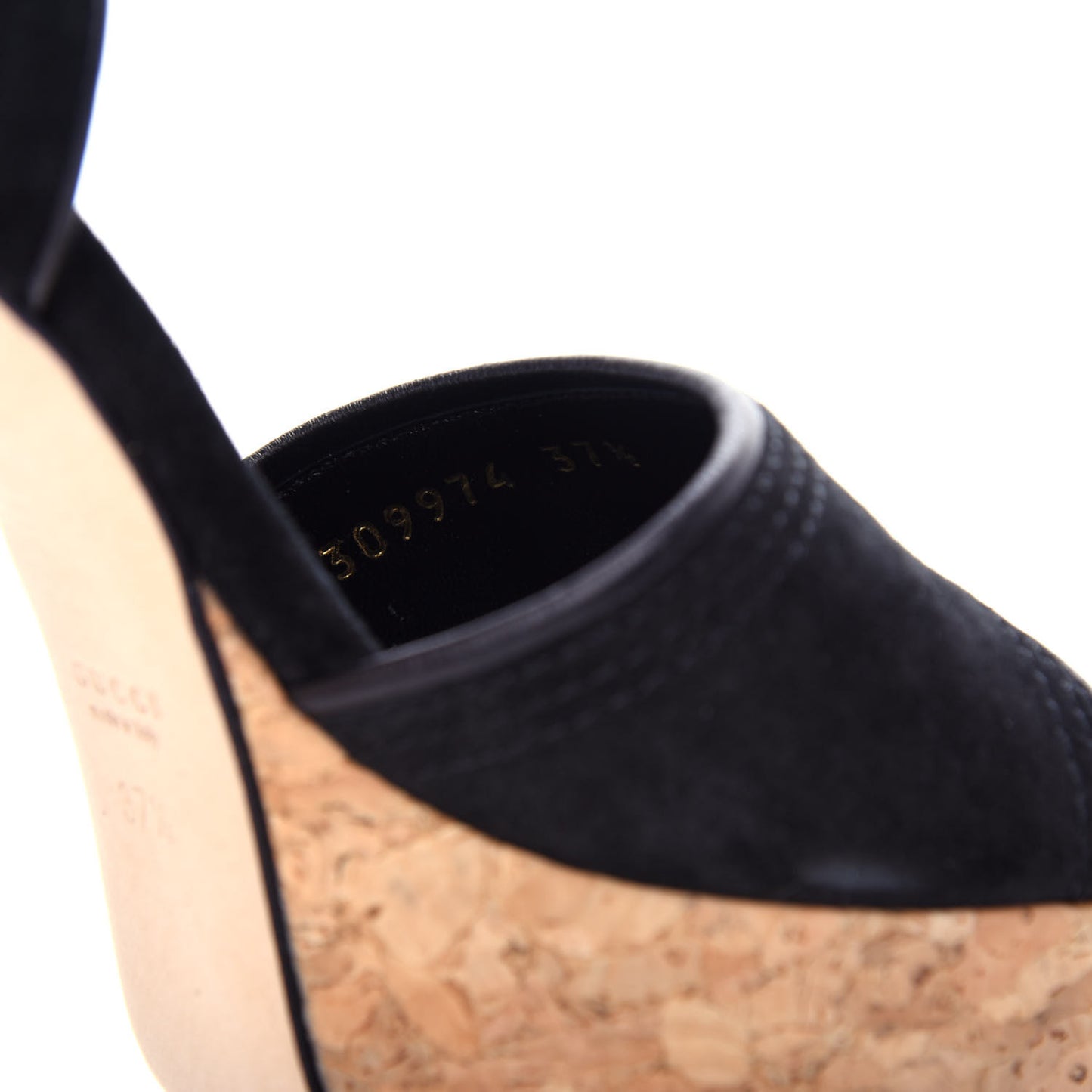 Suede Cork Platform Sandal 37.5 Black