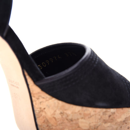 Gucci Suede Cork Platform Sandal 37.5 Black 10 of 11