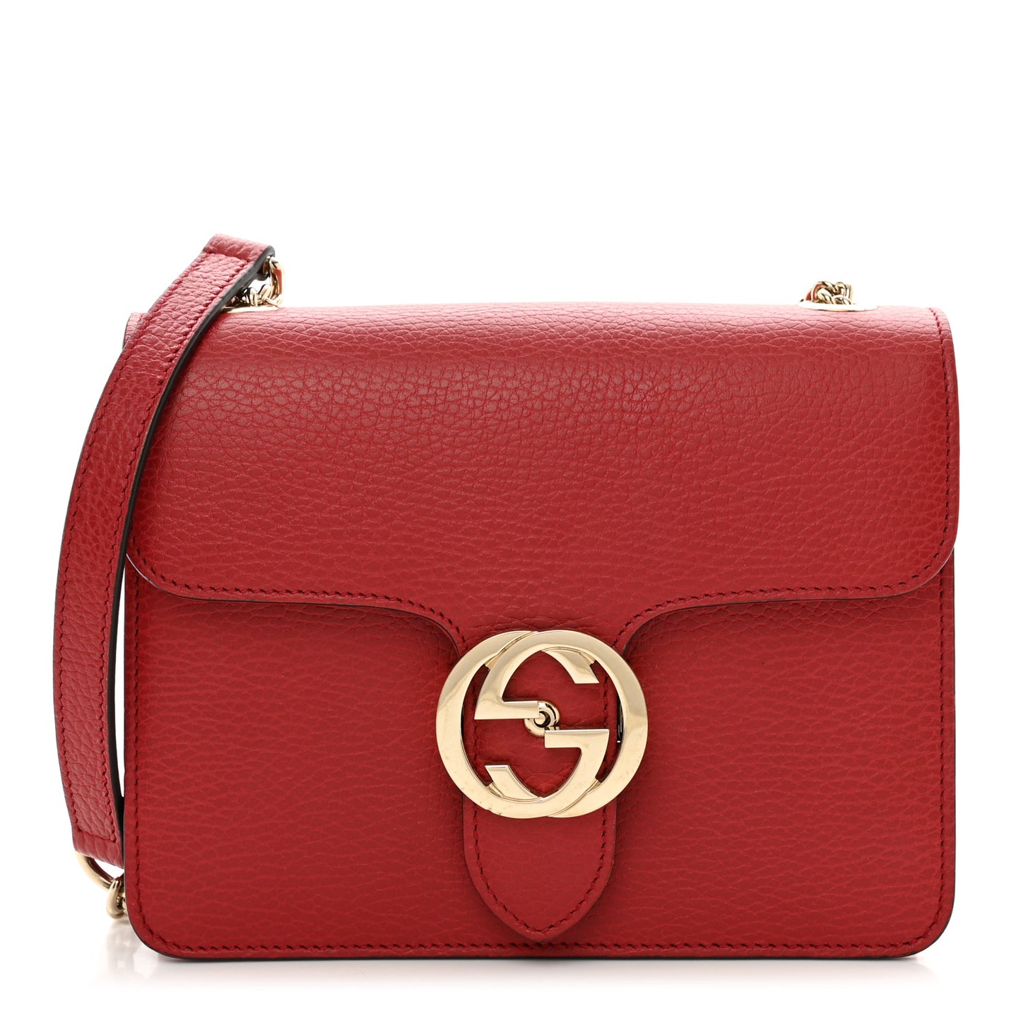 Dollar Calfskin Small Interlocking G Shoulder Bag Red