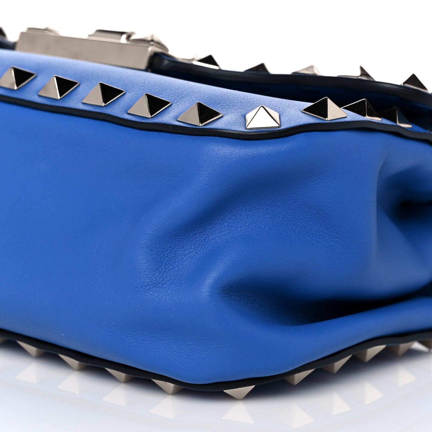 Vitello Mini Rockstud Flap Saddle Crossbody Bag Light Sapphire