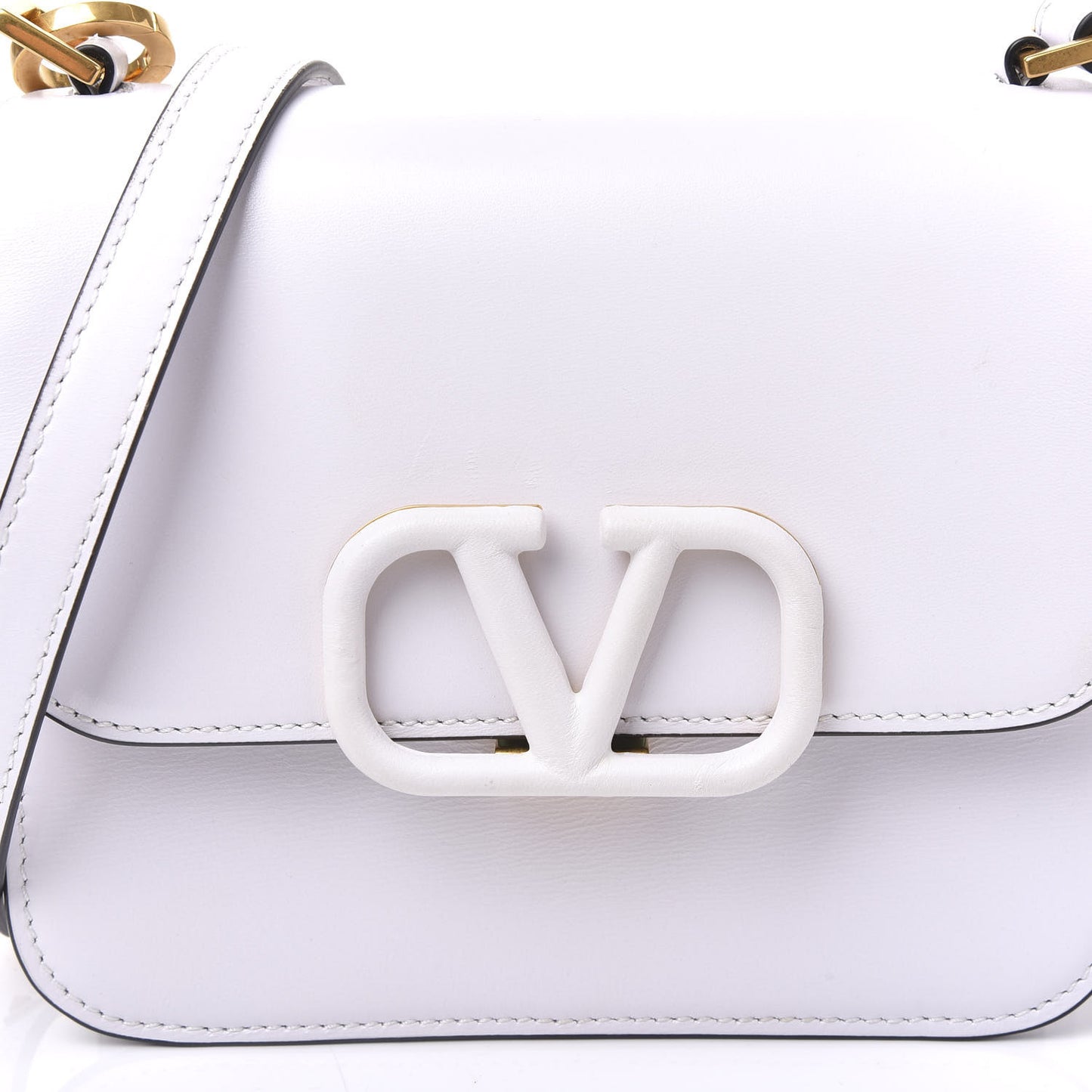Smooth Calfskin Small VSling Shoulder Bag White