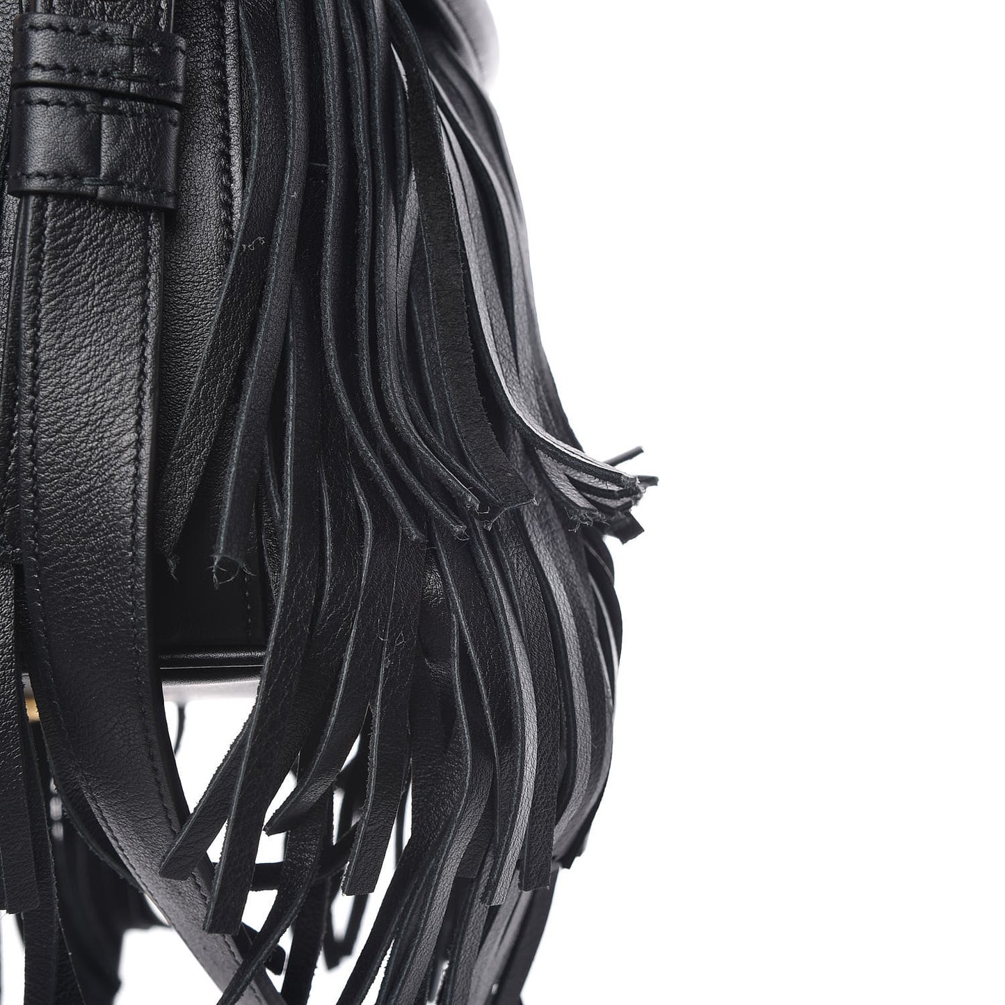 Calfskin Small Emmanuelle Fringe Hobo Bag Black