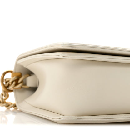 Chanel Caviar Calfskin Shiny Calfskin Chevron New Medium Boy Flap White 9 of 12