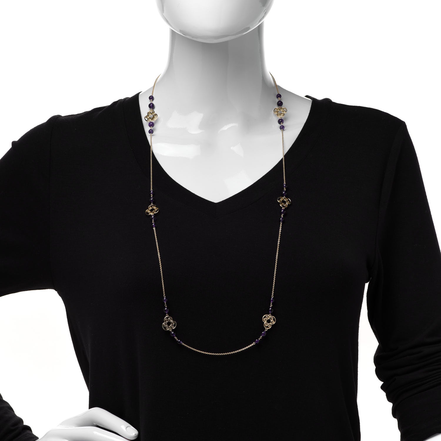 Tiffany 18K Yellow Gold Amethyst Paloma Picasso Venezia Bead Necklace 2 of 6