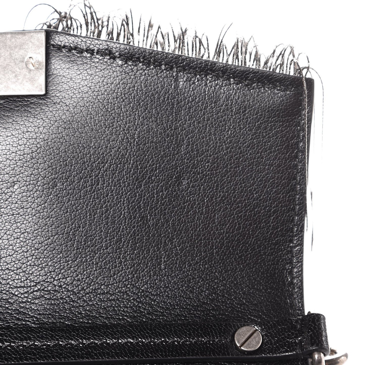 Goatskin Fringe Small GV3 Shoulder Bag Black