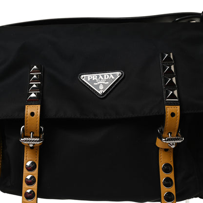 Prada Nylon New Vela Studded Messenger Black Soleil 10 of 16