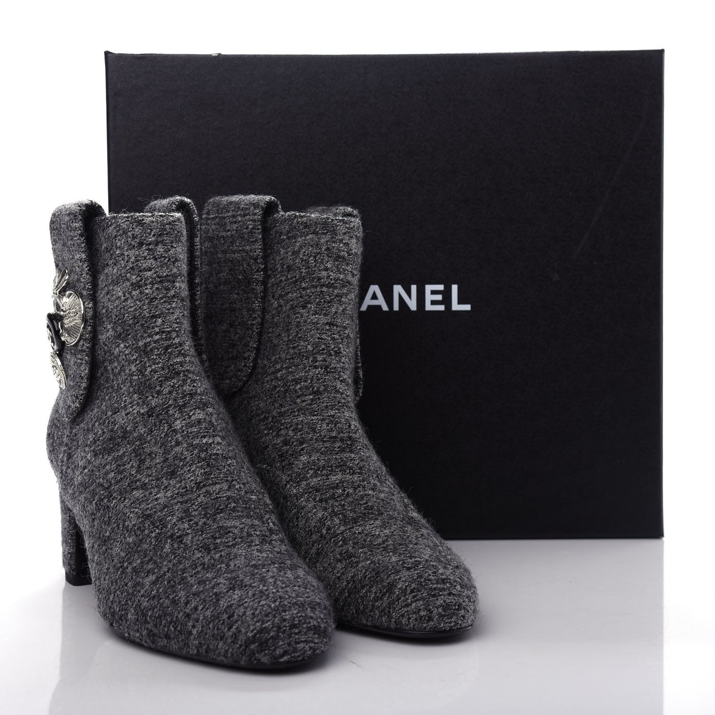 Tweed Short Boot 39.5 Grey