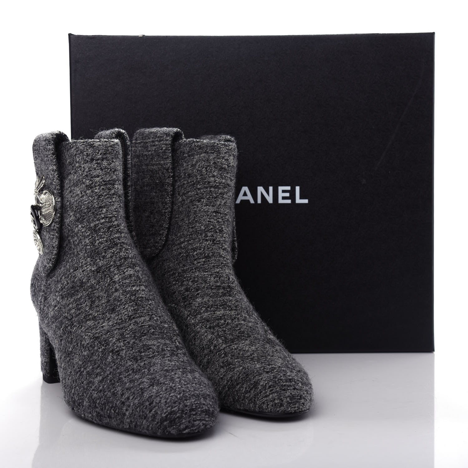 Chanel Tweed Short Boot 39.5 Grey 11 of 12