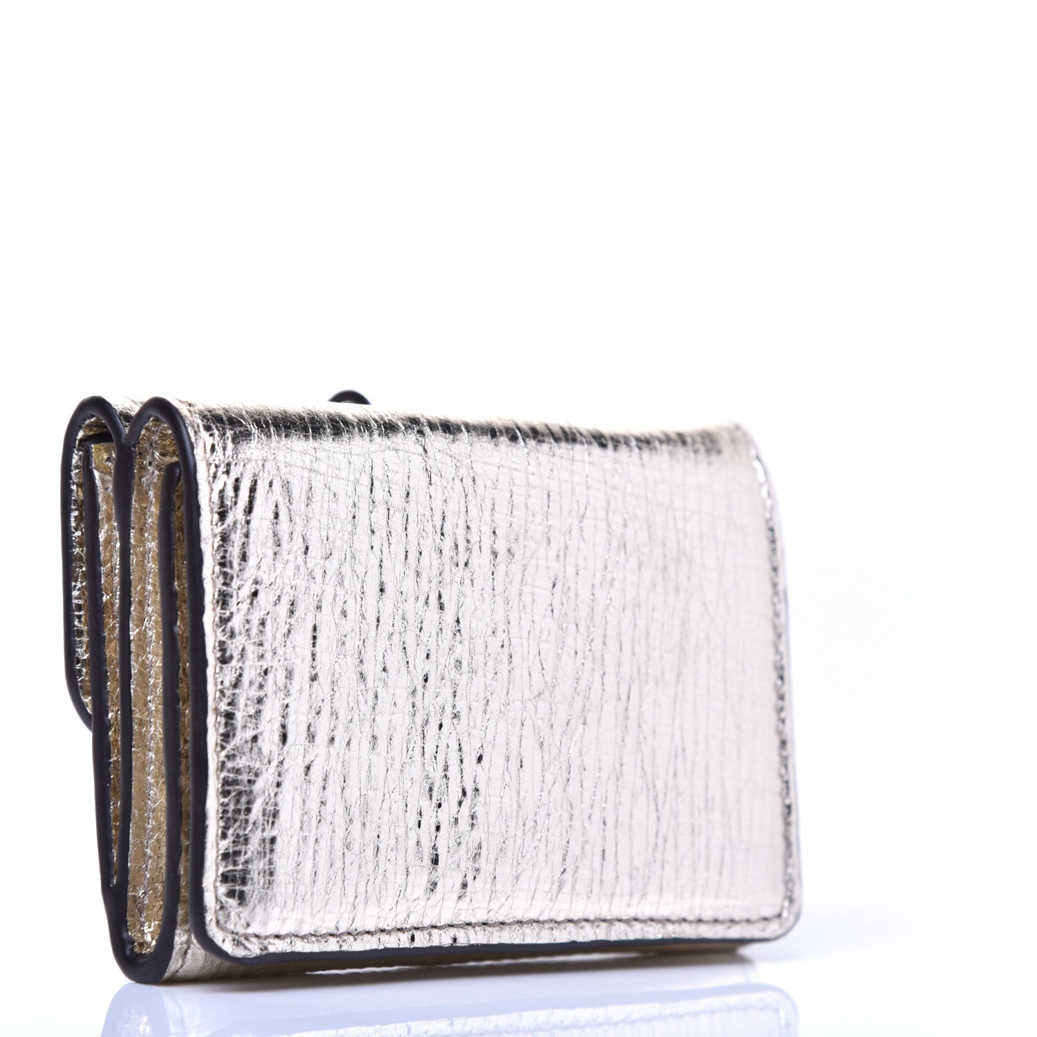 Chloe Metallic Crinkled Lambskin Shiny Calfskin Small Aby Tri-Fold Wallet Gold 3 of 6