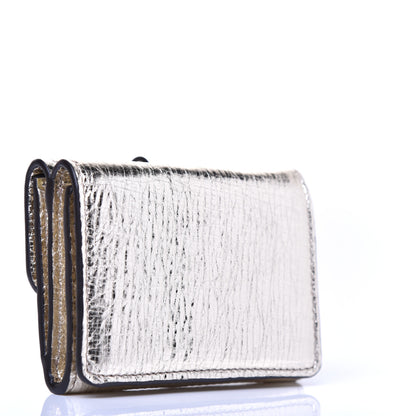Chloe Metallic Crinkled Lambskin Shiny Calfskin Small Aby Tri-Fold Wallet Gold 3 of 6
