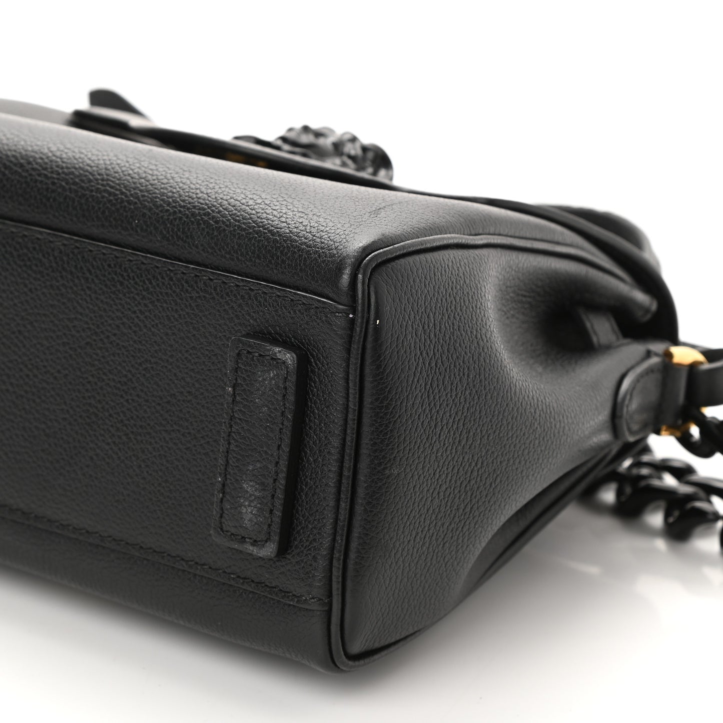 Grained Calfskin Small La Medusa Top Handle Bag Black Lilac