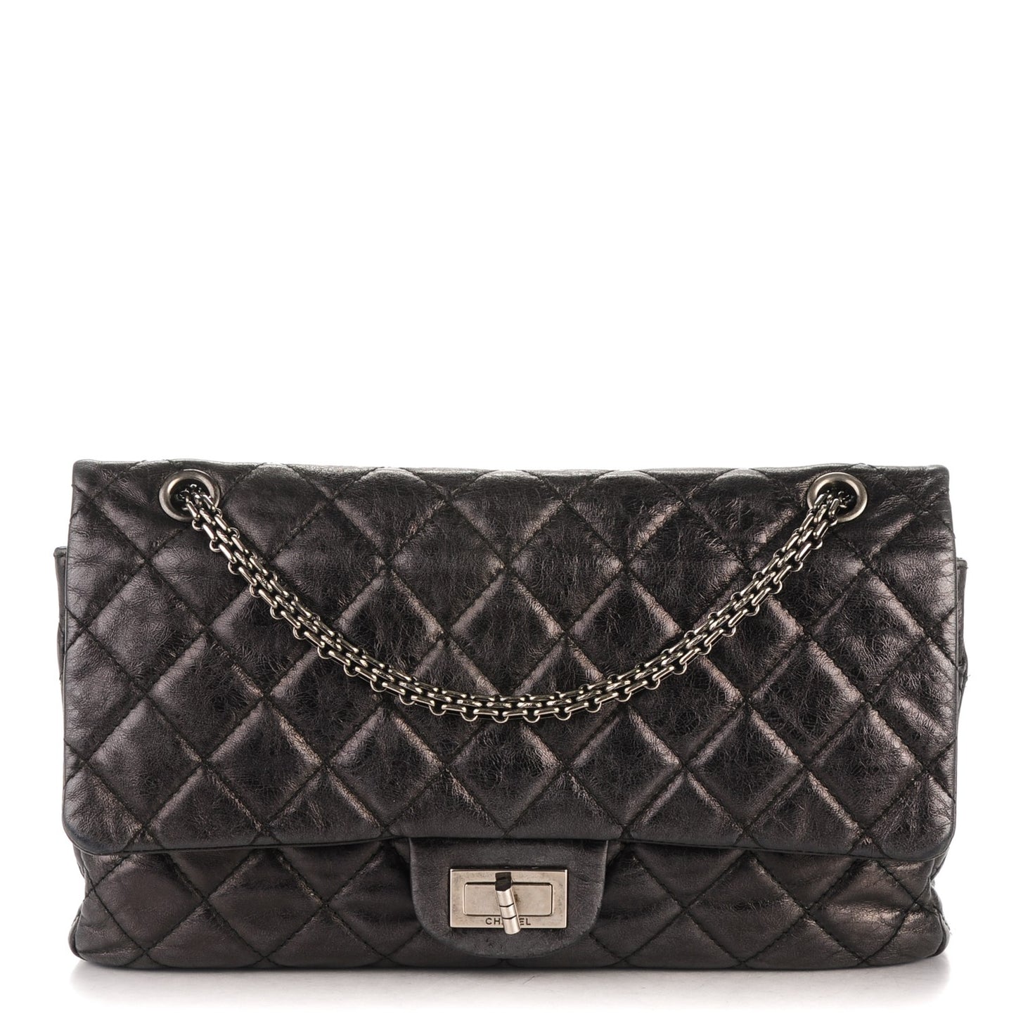 Aged Calfskin Quilted 2.55 Reissue 227 Flap Black