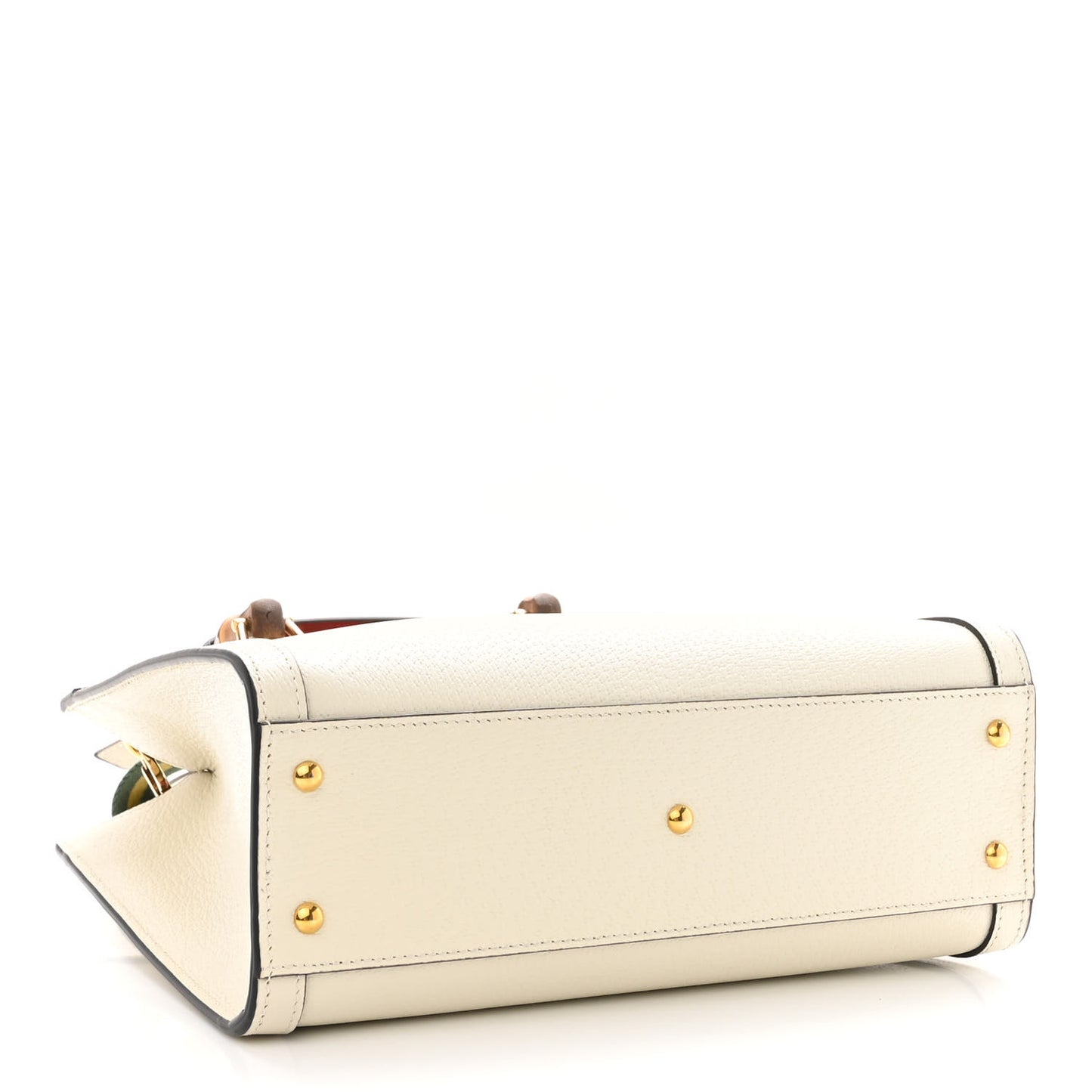 Textured Dollar Calfskin Web Small Diana Tote Bag Mystic White