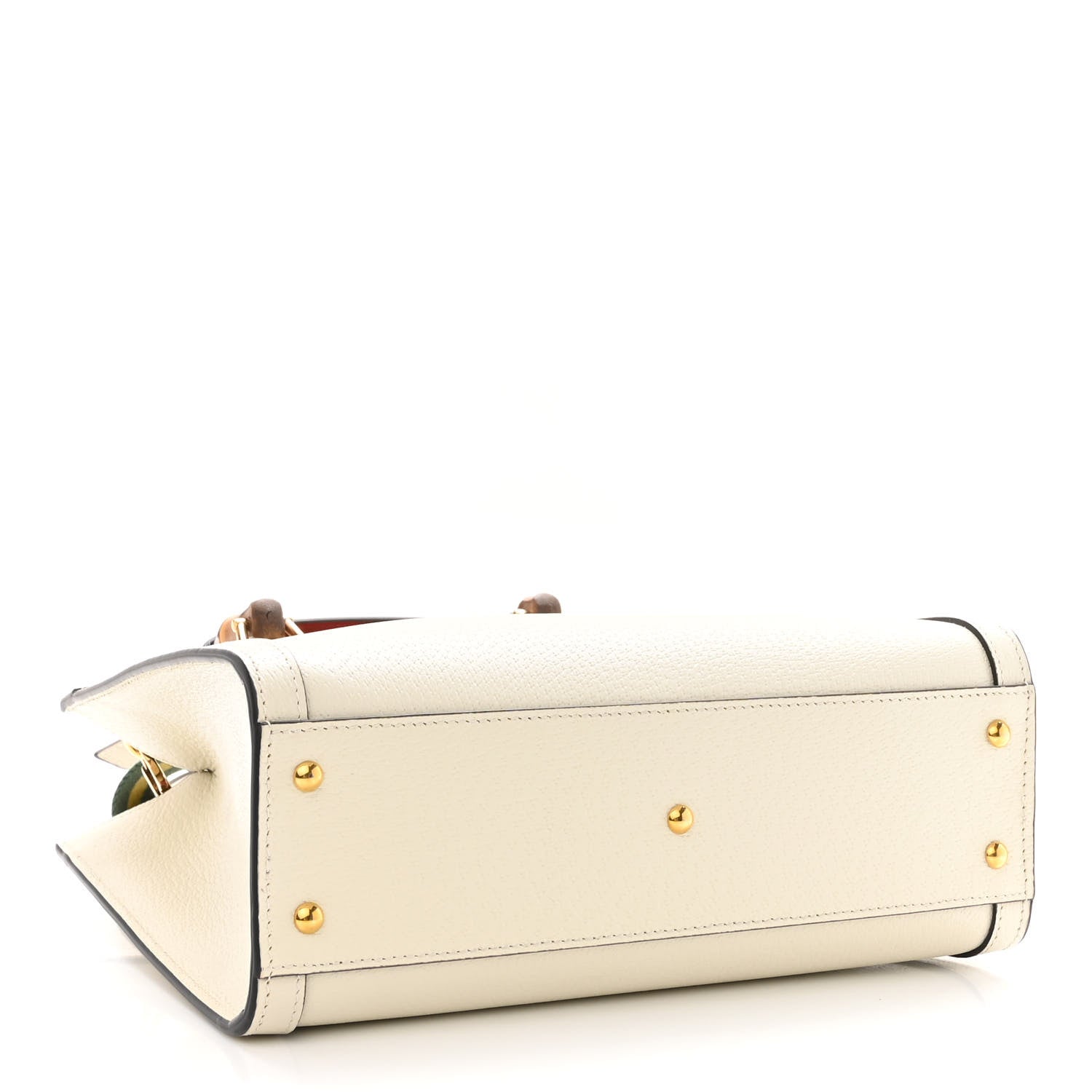 Gucci Textured Dollar Calfskin Web Small Diana Tote Bag Mystic White 4 of 10