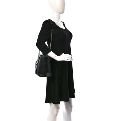Chanel Calfskin Tweed Small Piercing Light Bucket Bag Black 2 of 10