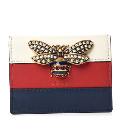 Gucci Calfskin Queen Margaret Card Case Wallet Blue Agata Hibiscus Red Mystic White 1 of 10