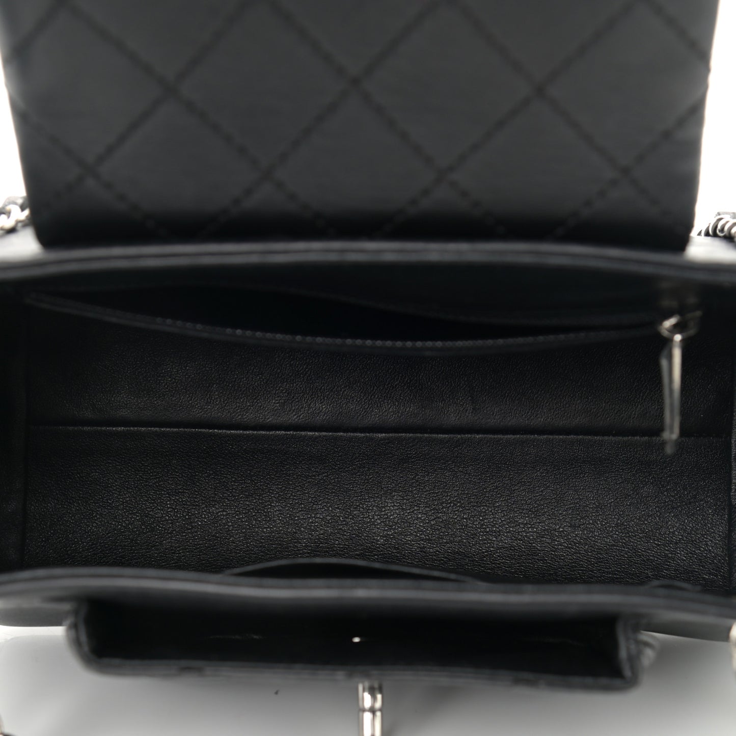 Lambskin Quilted CC Small Accordion Shopping Bag Black