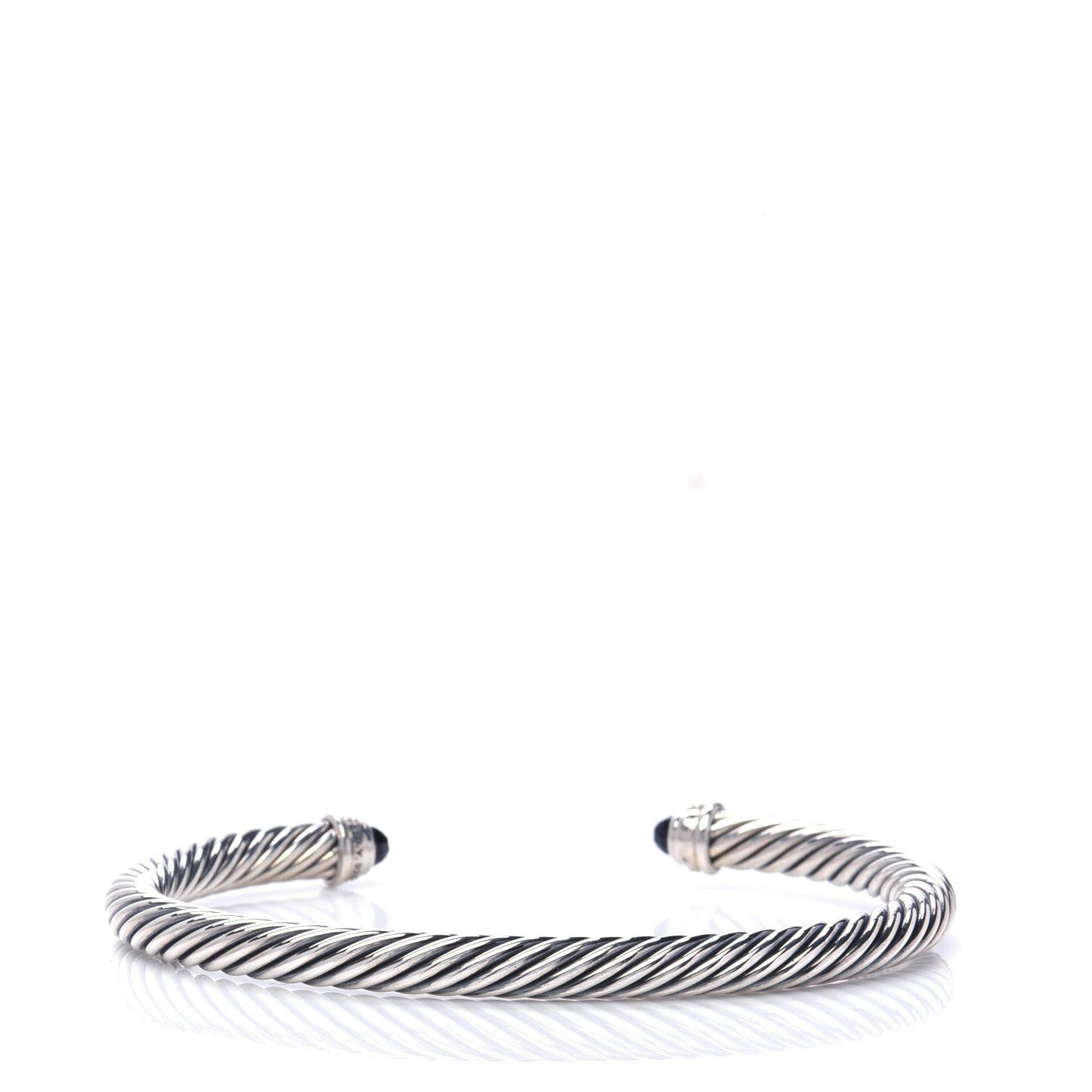Sterling Silver Diamond Black Onyx 5mm Cable Classics Bracelet