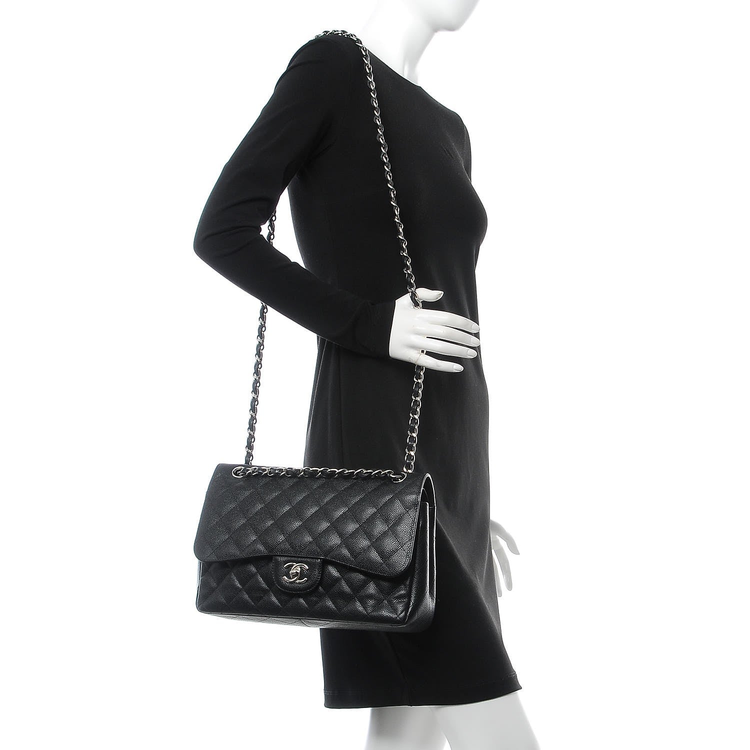 Chanel Caviar Quilted Jumbo Double Flap Black 3 of 12