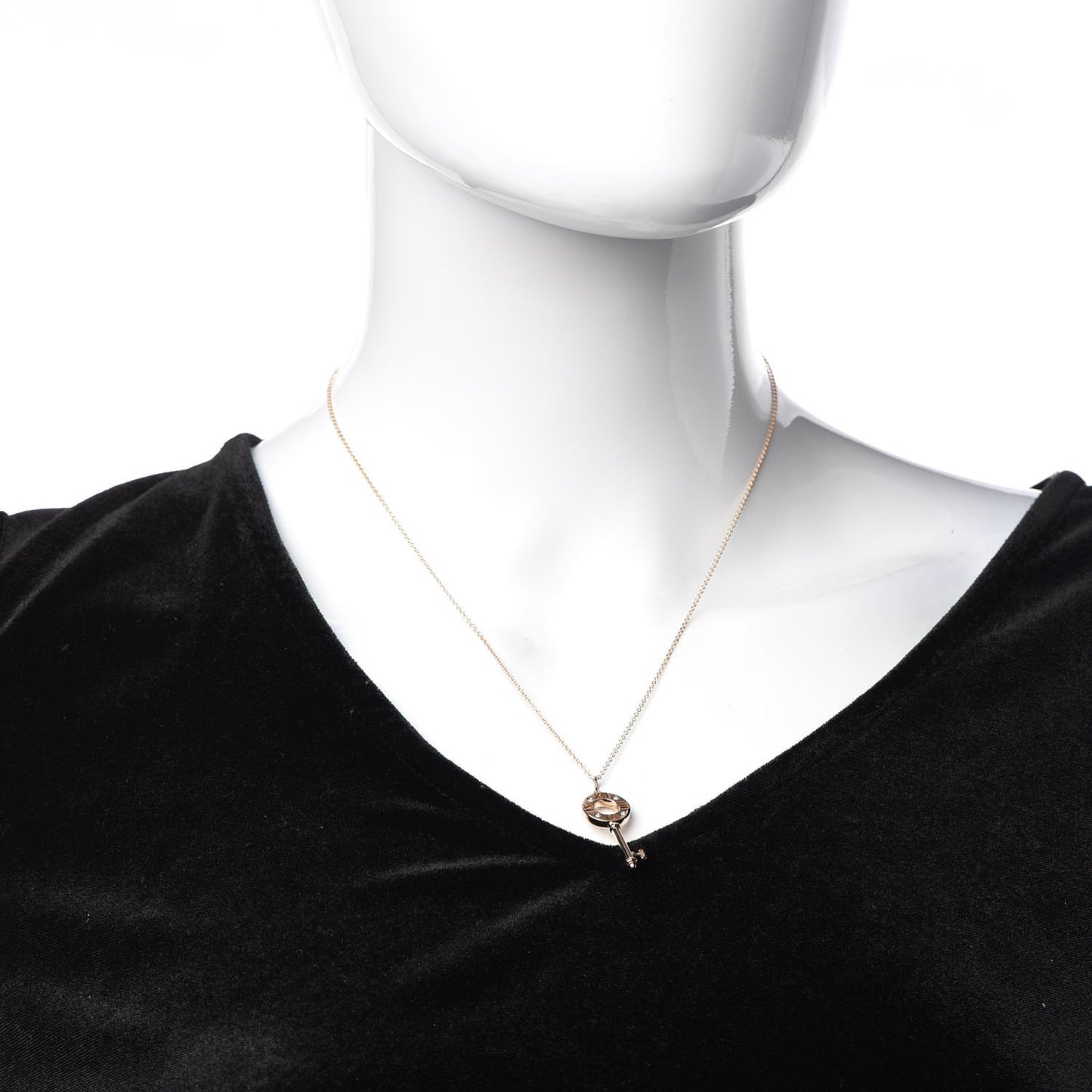 18K Yellow Gold Diamond Atlas Pierced Key Pendant Necklace