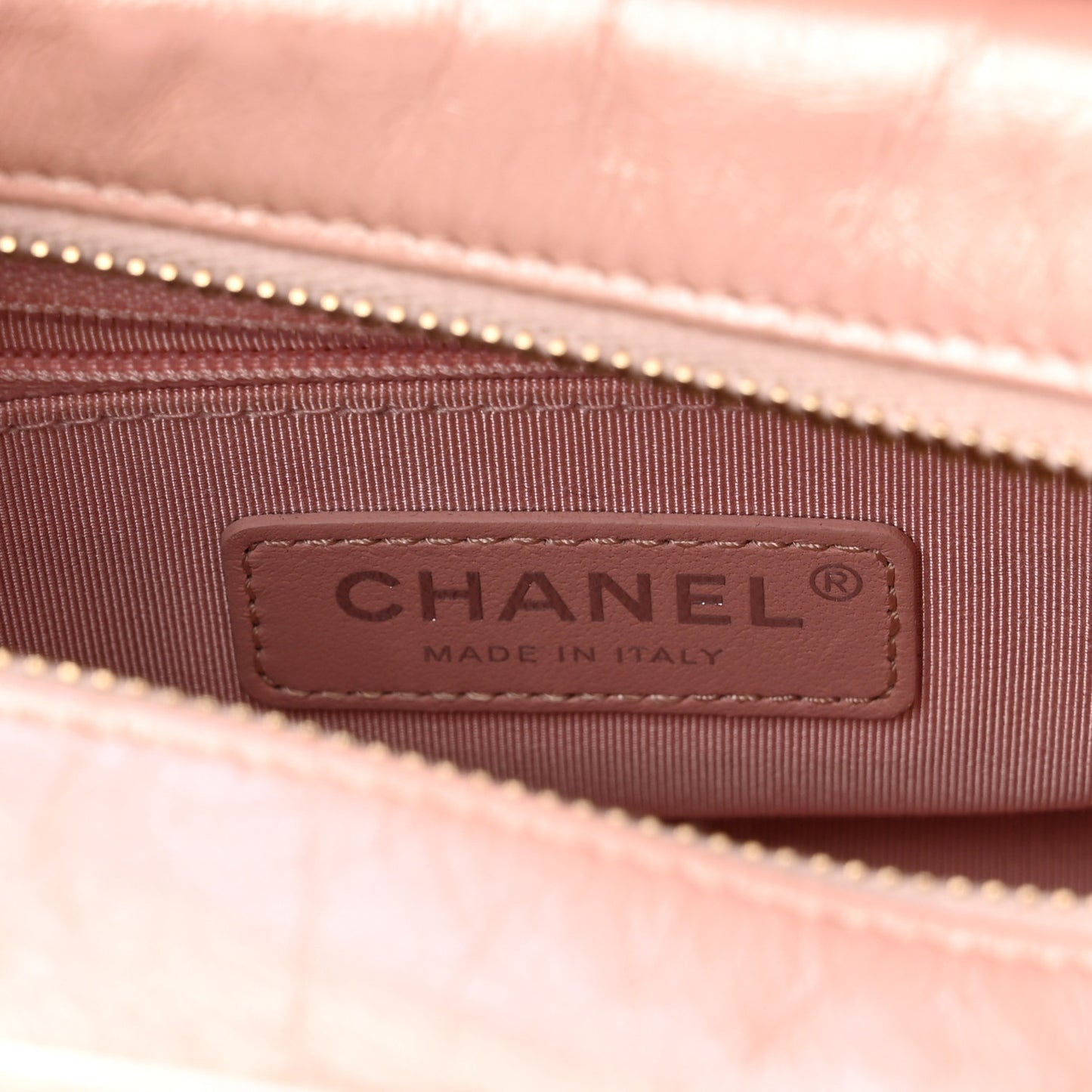 Iridescent Aged Calfskin Quilted Small Gabrielle Hobo Rose