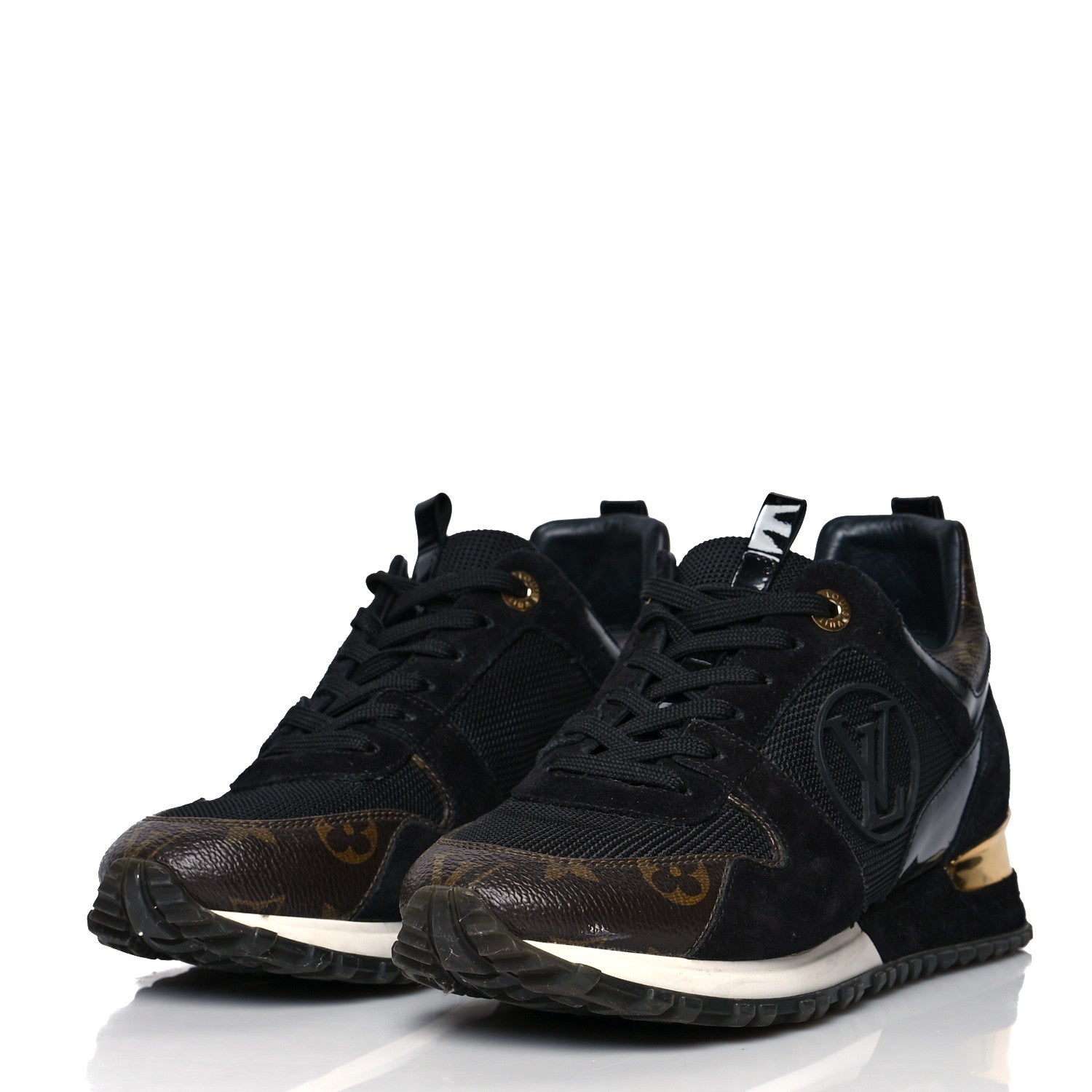 Louis Vuitton Suede Monogram Run Away Sneakers 37 Black 3 of 8