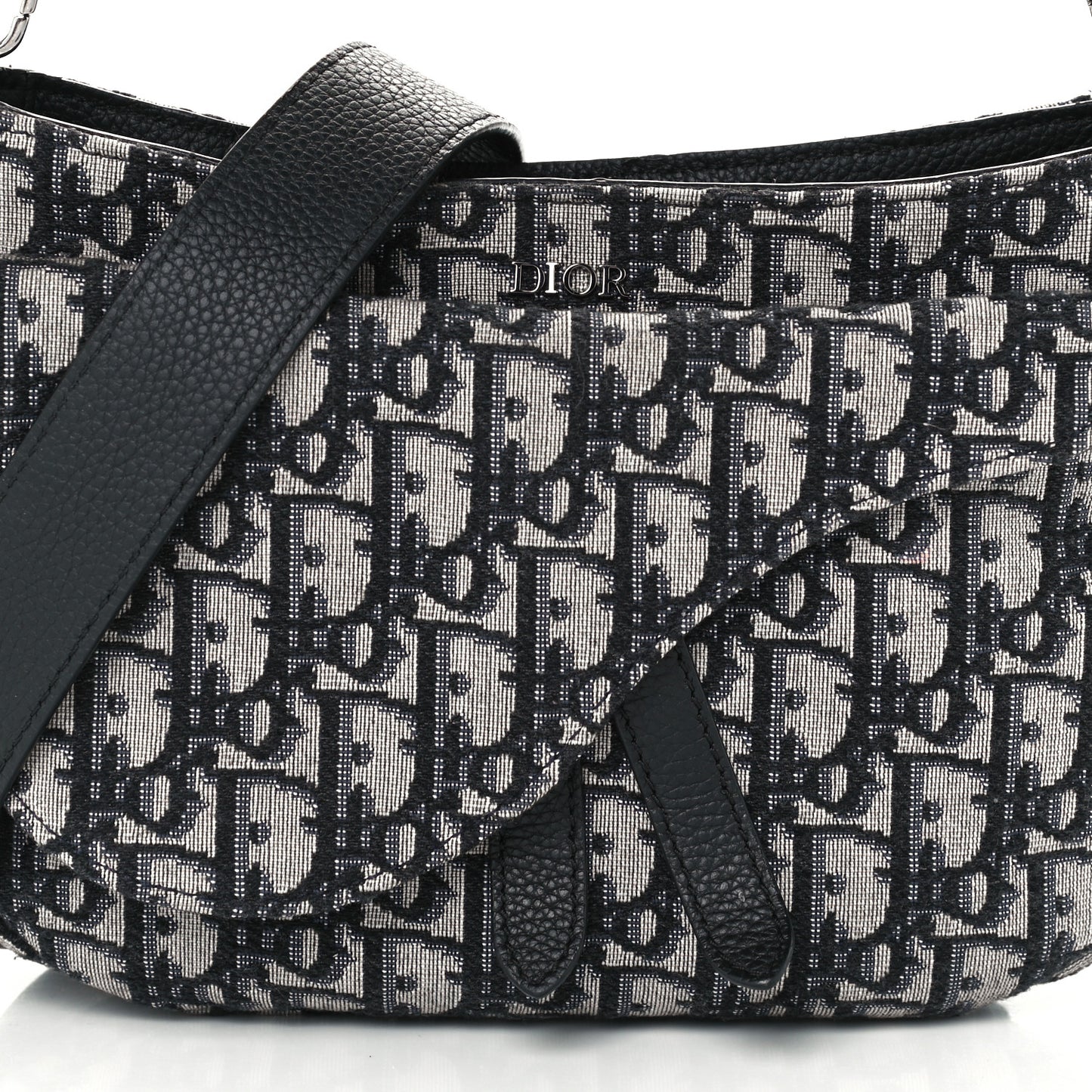 Oblique Mini Soft Saddle Bag Beige Black