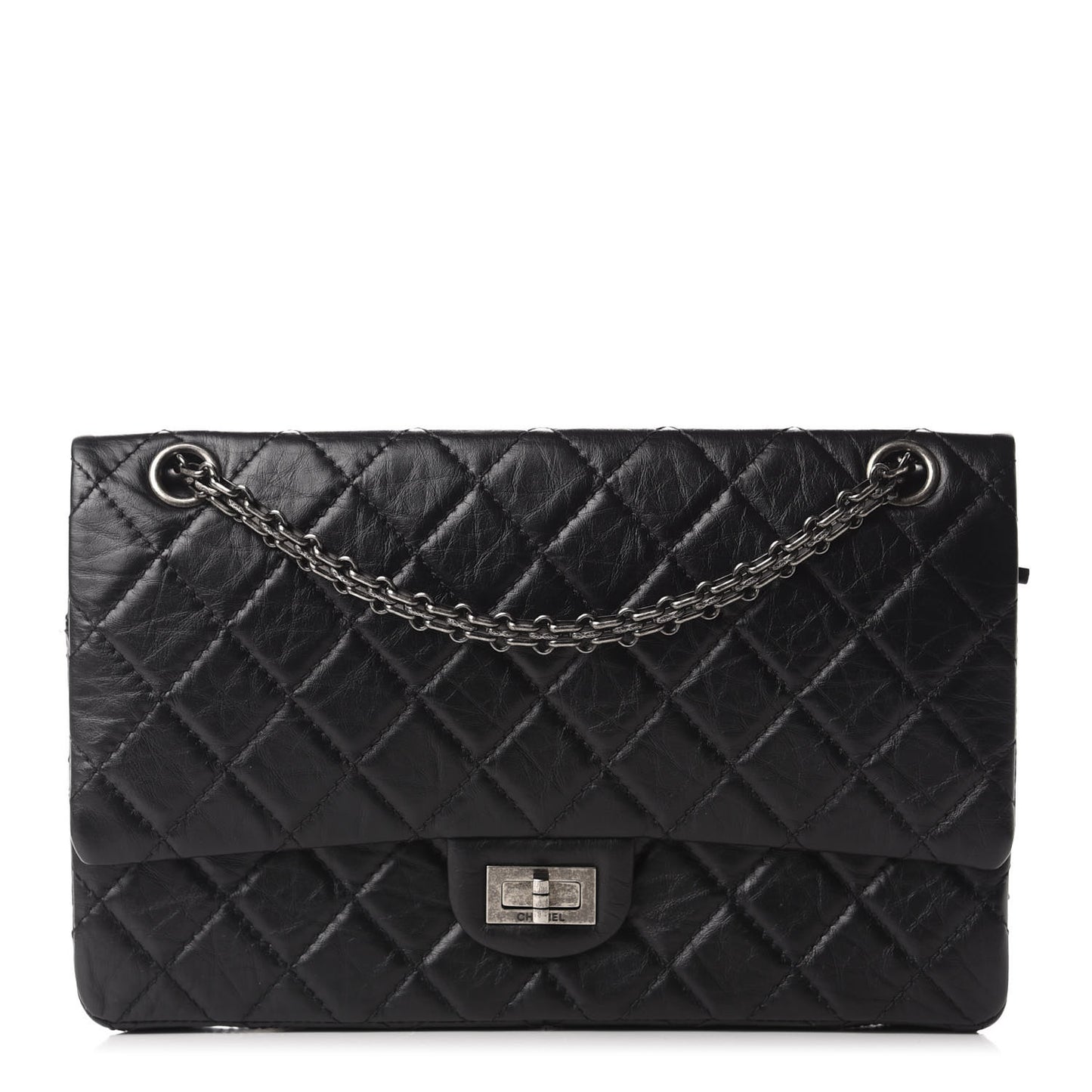 Aged Calfskin Quilted 2.55 Reissue 226 Flap Black