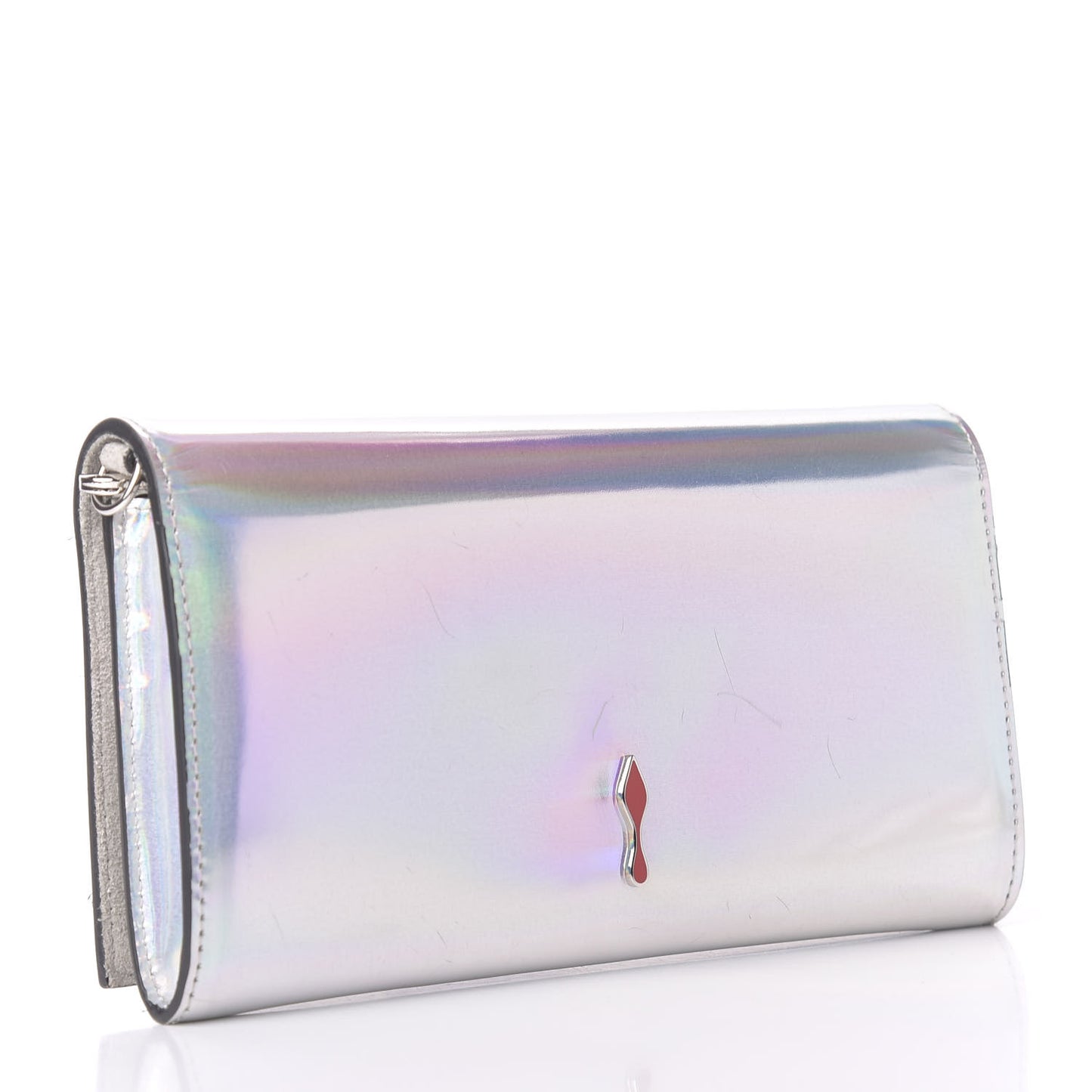 Calfskin Glitter Givre Spikes Boudoir Chain Wallet Perle Platine