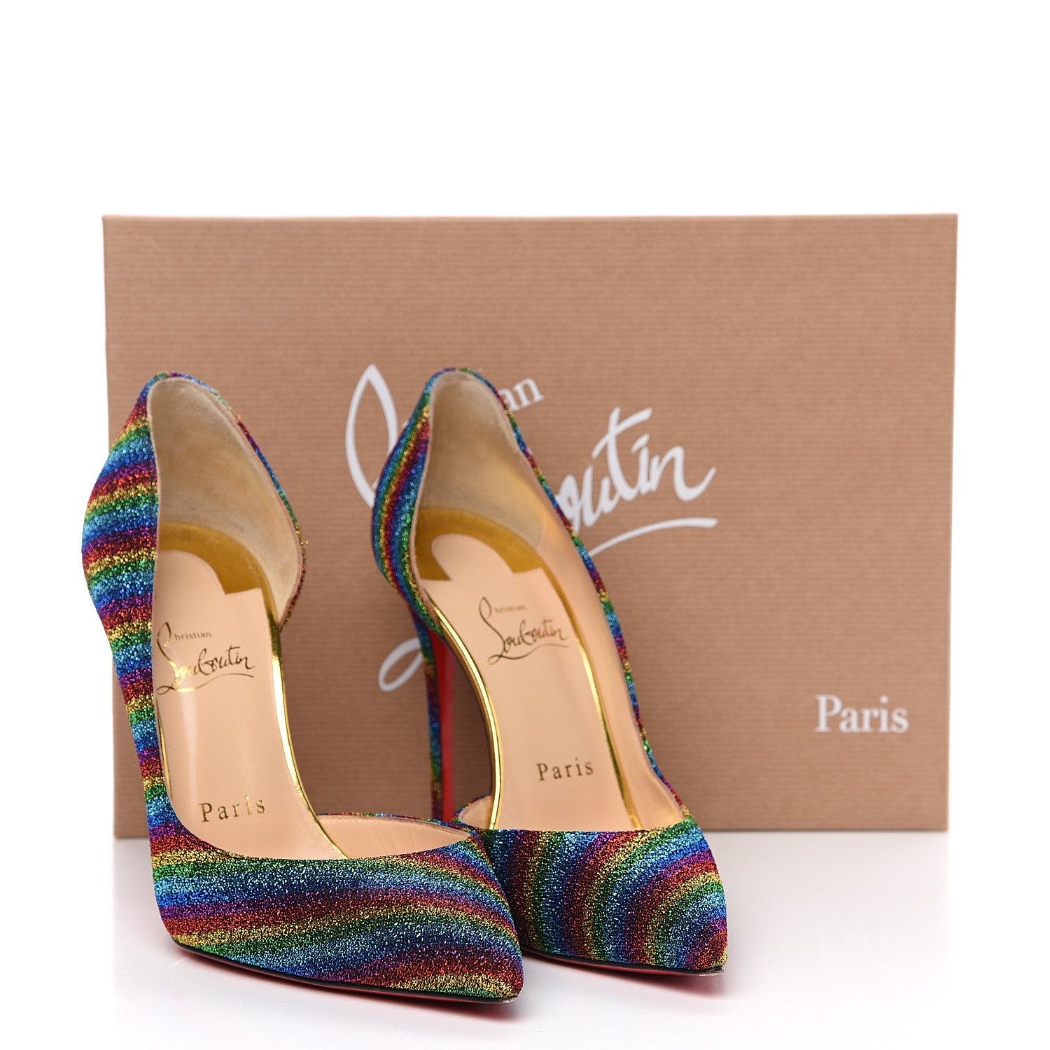 Christian Louboutin Lurex Arc En Ciel Iriza 100 Pumps 37 Multicolor Gold 10 of 10
