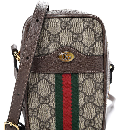 Gucci GG Supreme Monogram Web Mini Ophidia Double Zip Crossbody Bag Brown 8 of 10