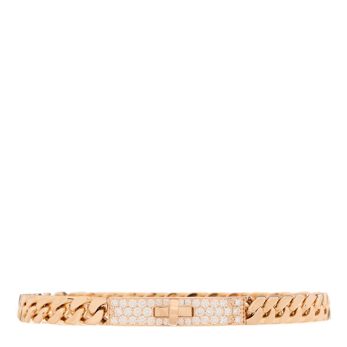 18K Rose Gold Diamond PM Kelly Gourmette Bracelet XL