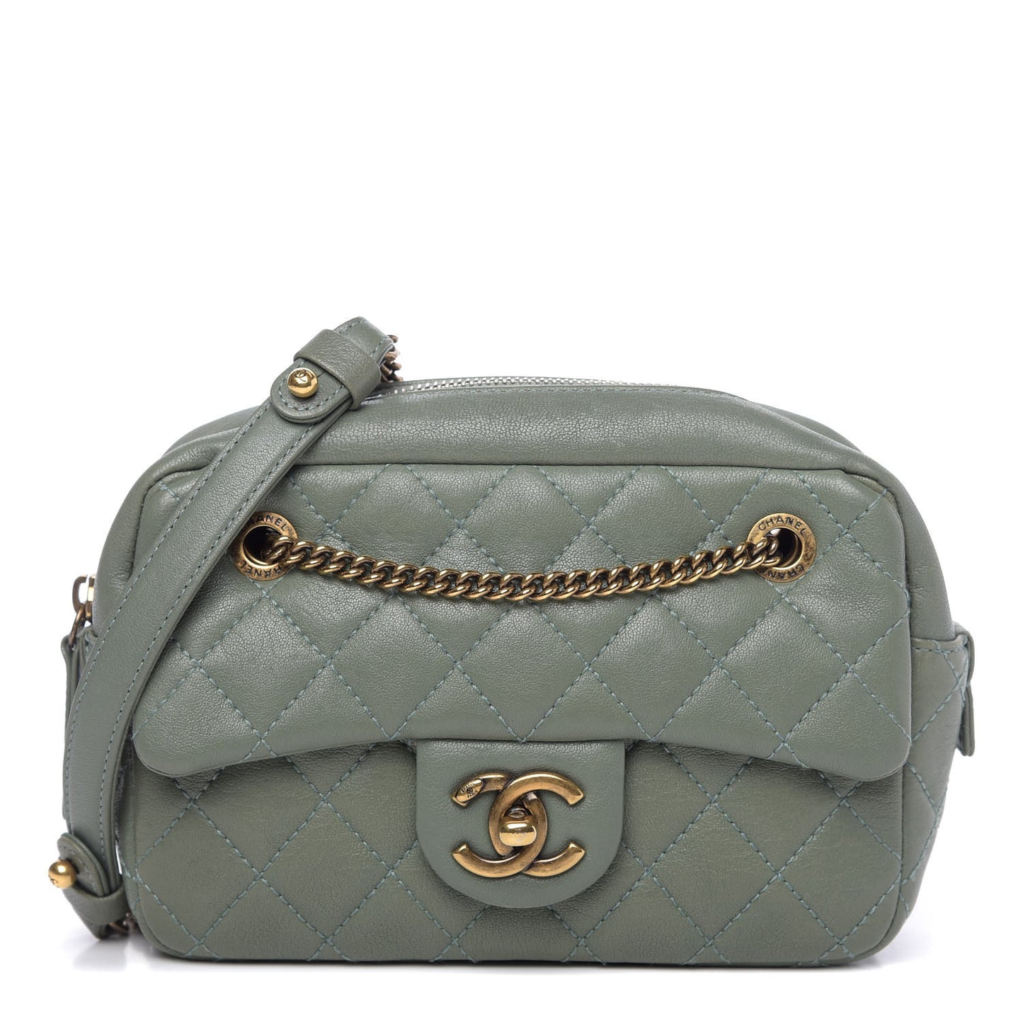 Sheepskin Quilted Trapezio Camera Case Green
