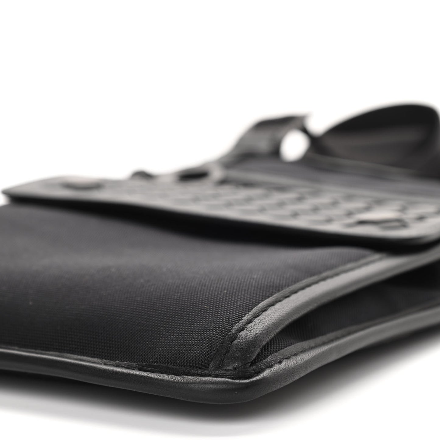 Nappa Intrecciato Nylon High Tech Crossbody Pouch Black