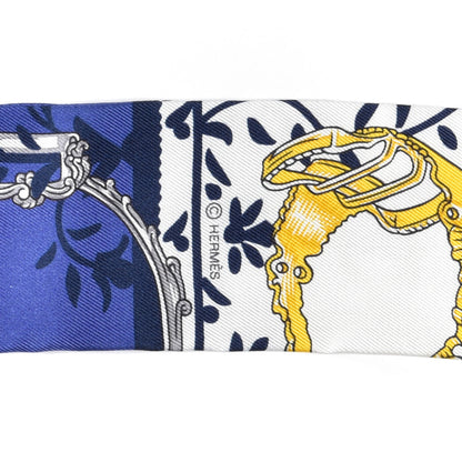 Hermes Silk Etriers Remix Twilly Marine White Or 3 of 4