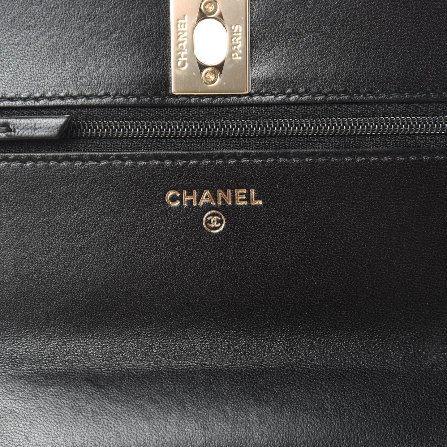 Lambskin Quilted Trendy CC Wallet On Chain WOC Black