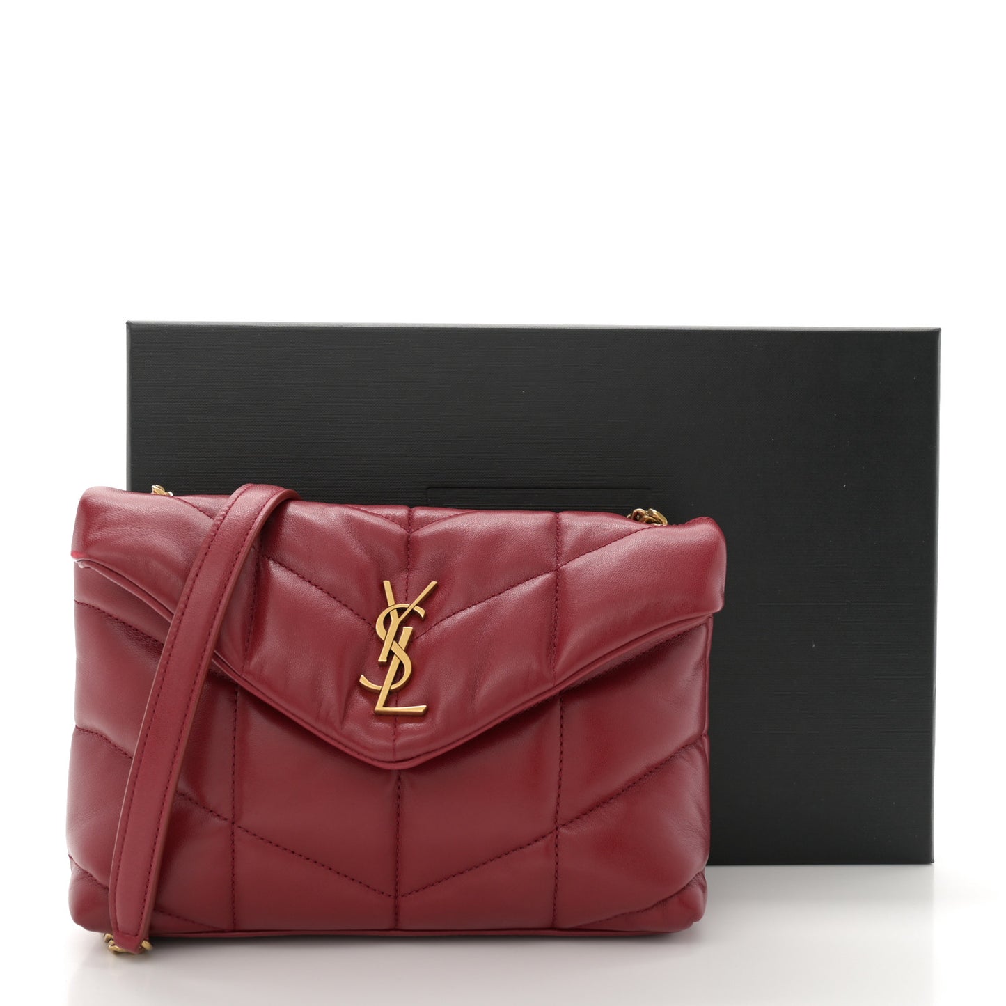 Lambskin Quilted Toy Loulou Puffer Monogram Chain Satchel Red