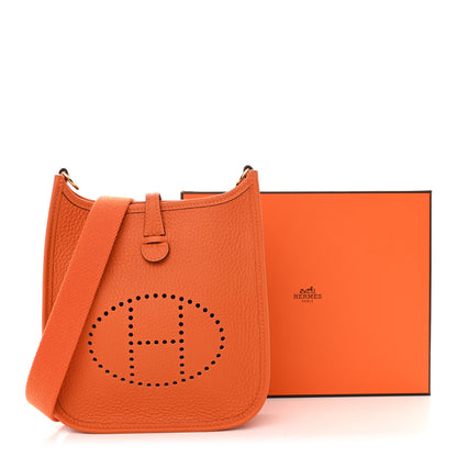 Hermes Taurillon Clemence Evelyne TPM Orange 3 of 11