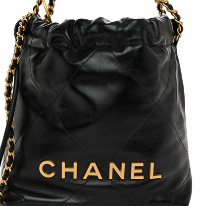 Chanel Shiny Calfskin Quilted Mini Chanel 22 Black 8 of 10
