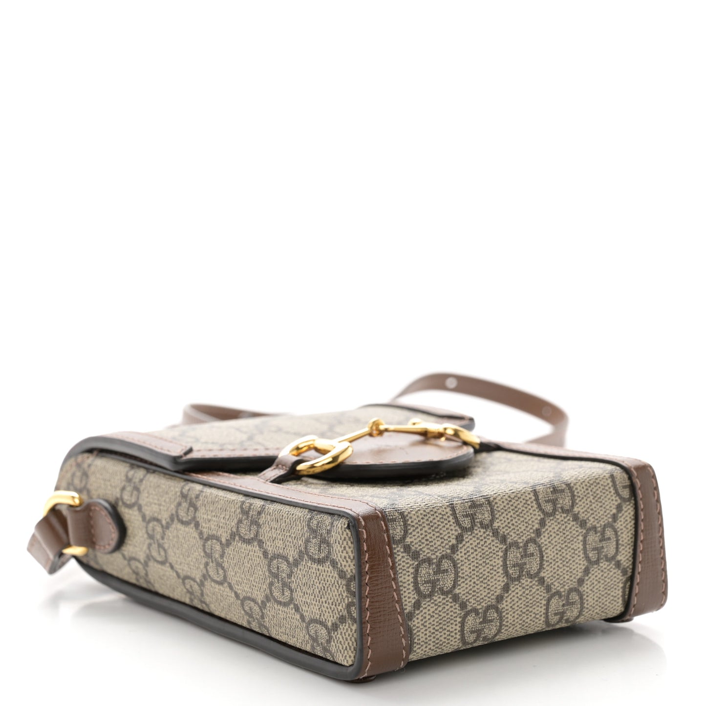 GG Supreme Monogram Mini Horsebit 1955 Crossbody Bag Beige Brown Sugar