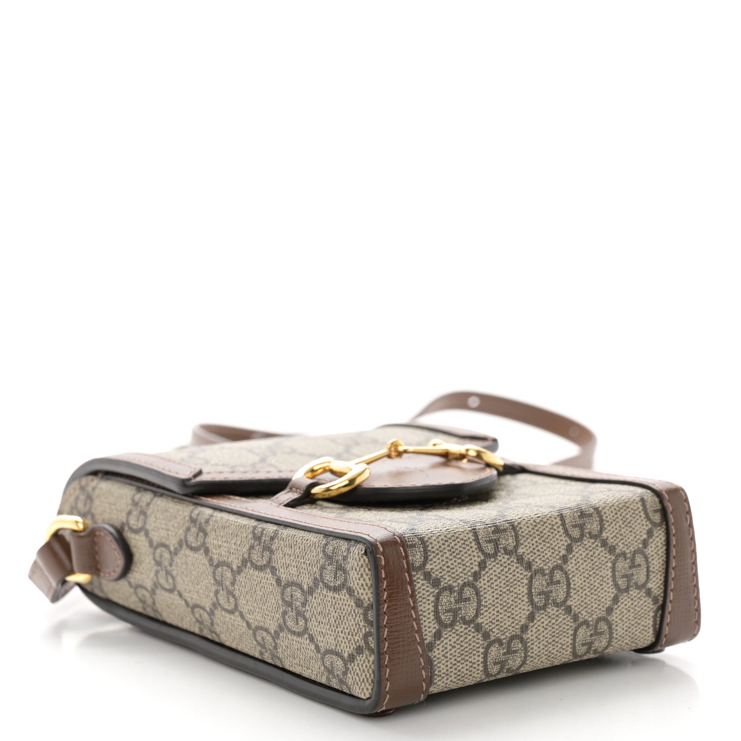 Gucci GG Supreme Monogram Mini Horsebit 1955 Crossbody Bag Beige Brown Sugar 4 of 10