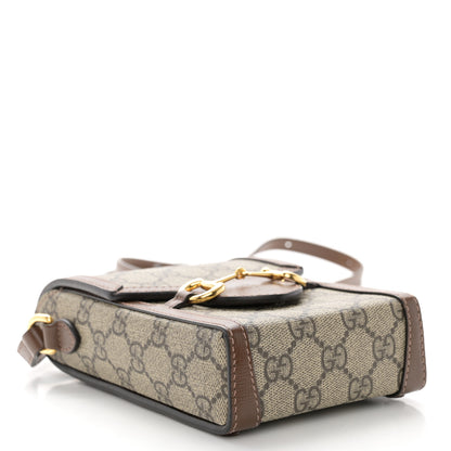 Gucci GG Supreme Monogram Mini Horsebit 1955 Crossbody Bag Beige Brown Sugar 4 of 10