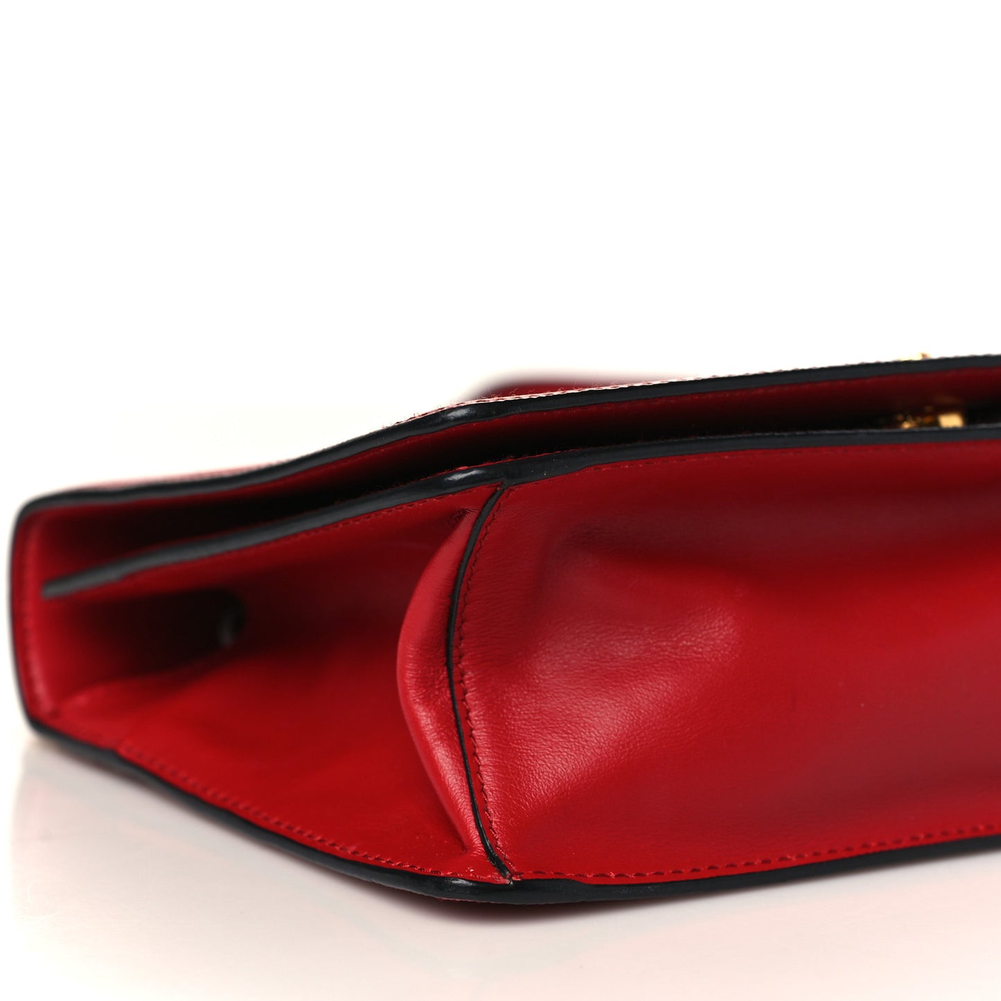 Saffiano Soft Calfskin Chain Crossbody Bag Fuoco