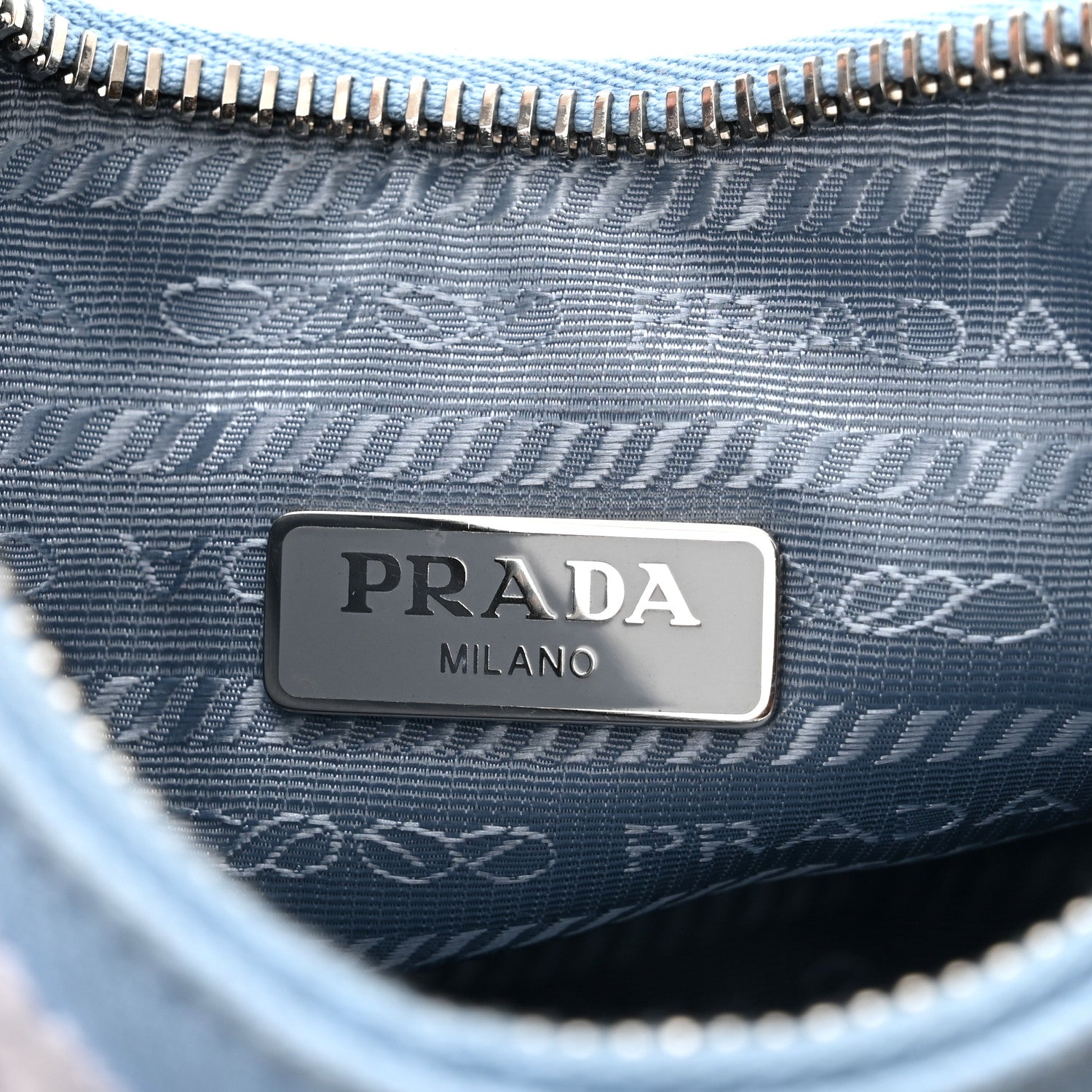 Prada Nylon Drill Logo Embroidered Re-Edition 2005 Shoulder Bag Celeste White 6 of 10